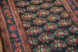 Detail of the allover floral rose bouquet pattern and borders on an antique Persian runner.