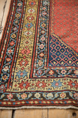 Intricate saffron yellow starburst and meandering vine patterns on the border of a collector Persian runner.