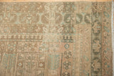 Pawn design motif border and distressed low pile on a vintage Persian Serab runner.