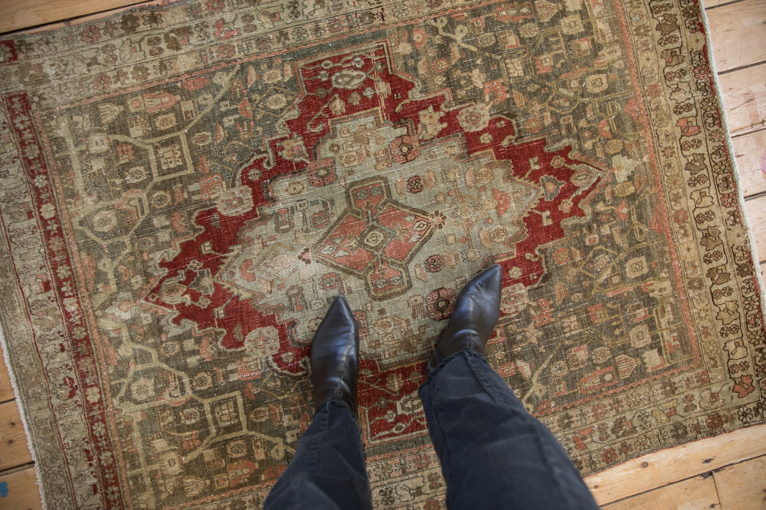 Vintage Distressed Bijar Square Rug // ONH Item: ee004780, Image 1