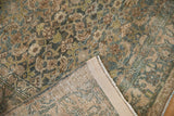 Distressed Bijar rug pile shows faded Herati motifs, visible foundation, and secured side.