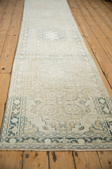 Time-softened dusty teal Samovar border and muted Herati pattern on a vintage Sparta runner.