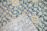 Vintage hand-knotted Hamadan rug with distressed blue Herati pile and woven foundation.