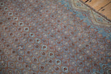 Detail of a Persian Malayer's boteh motifs in a terracotta lattice across a sapphire blue ground.