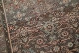 Geometric Herati design detail of vintage Hamadan runner in charcoal, blush, and mint.