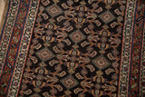Intricate weave of a Persian Hamadan runner's Herati field with diamond guls and floral border.