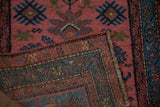 Tightly hand-knotted foundation and reverse side of a vintage Persian Mehriban runner.