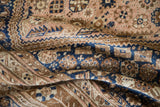 Textural view of the low, evenly worn pile on a vintage hand-knotted Qashqai rug.