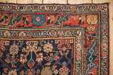 Expressively drawn leaf and floral border on a hand-knotted vintage Persian Bijar runner.