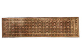 Vintage Sivas runner, allover floral medallions, coffee brown, jade green, beige. 2'8