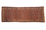 Vintage Persian Bijar runner with an allover Herati motif in dusty red, indigo blue, and antique ivory.