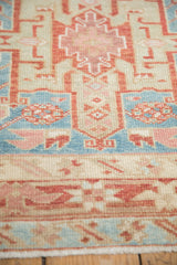 Close-up of the low, even pile and sharp geometric contours of a vintage Karaja rug runner.