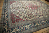 Vintage Khorassan rug showing the navy Samovar Turtle border next to the ivory Herati patterned field.