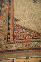Reciprocating pawn motif border against the seeded lattice field of an antique Persian Serab rug.