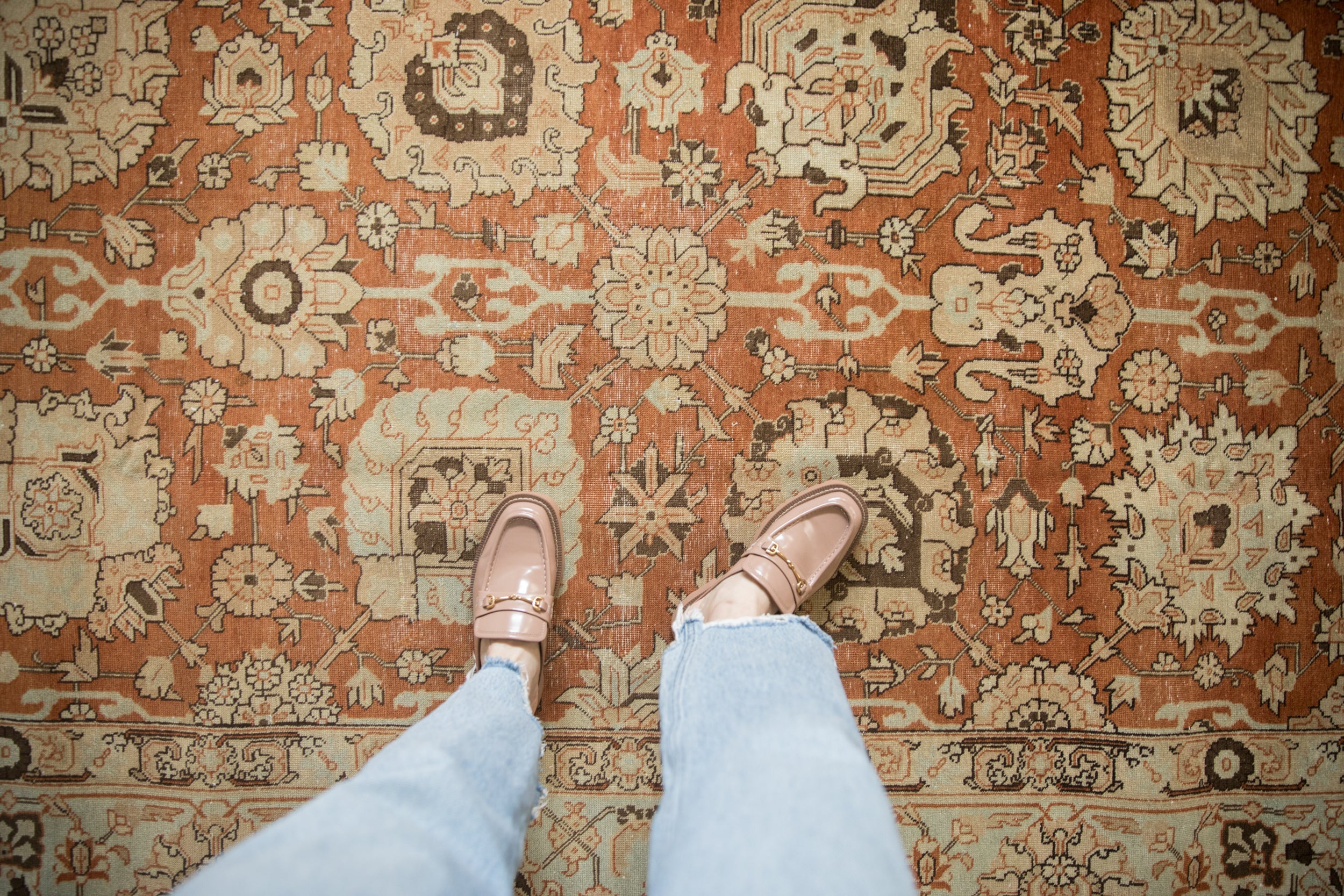 Vintage Distressed Tabriz Carpet // ONH Item: ee004861, Image 1