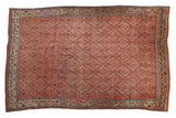 Vintage Fine Bijar carpet, brick red Herati motif, dusty blue details, and beige borders, 8'2