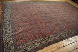 Vintage Bijar border with germinating plant motif on dusty pale beige ground.