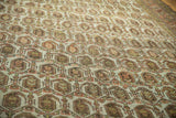 Distressed vintage Hamadan carpet field pattern with dusty gold, pale rust botehs, and visible worn texture.