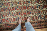 Vintage Persian Malayer rug with intricate Herati motif on ivory, featuring a complex border.