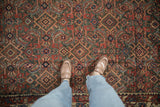 Evenly worn texture and detailed Herati motif on a vintage distressed Mahal carpet.