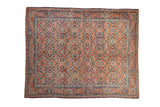 Vintage Tabriz carpet, brick red Herati field, navy blue Turtle Samovar border.