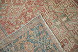 Hand-knotted weave and distressed pile visible on the folded corner of a Karaja rug runner.