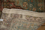 Worn pile of antique Farahan Sarouk rug revealing its foundation and intact side selvage.