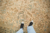View of the distressed Mehrivan carpet's pile, showing mostly even wear down to the knot heads.