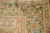 Evenly worn texture of the Turtle Samovar border in slate blue and coffee brown.