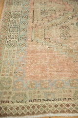 Distressed Serab runner detail showcasing worn pile, heavy abrash, and geometric pawn motifs.