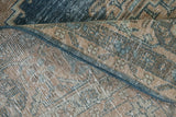 Detail showing the hand-knotted foundation and intact blue side cord on a vintage Persian Veece rug.