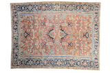 Vintage Persian Gorevan carpet, allover serrated leaves, Samovar palmettes, brick red, navy, and ivory, 7'6