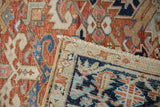 Vintage Gorevan carpet corner showing intact side cord selvage, foundation, and detailed patterning.