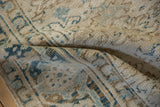 Close view of the mostly even wear and textured knot heads on a vintage Persian Heriz.