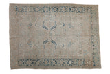 Distressed Mehrivan carpet, allover faded floral design, blue Turtle Samovar border, 6'7