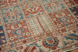Even wear across the knot heads of a Baktiari carpet's paneled design.