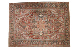 9.5x12.5 Vintage Distressed Heriz Carpet