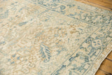 Detail of the Turtle Samovar border in dusty blue and sand with even, low-pile wear.