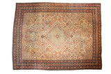Vintage Fine Joshegan Carpet, oversized diamond medallion, lattice field in ivory, cherry red, and navy blue.