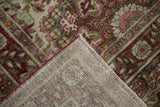 Detailed view of the antique Kerman's weave, showing its hand-knotted foundation and low pile.