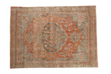Antique Distressed Malayer rug, terracotta and oxidized silver roundel medallion, floral field, mostly even wear.