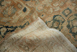 Distressed Persian Khorassan rug pile with even wear, showing foundation and side selvage.