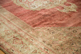Antique Distressed Bijar carpet with faded cochineal red field and intricate Herati border texture.