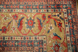 Antique Mahal carpet's Herati border with brick red and sapphire blue floral designs.