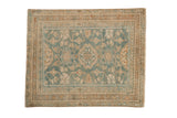 Distressed vintage Hamadan rug with powder blue medallion, floral design, and soft beige tones.