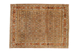 Distressed vintage Bijar rug, allover Herati motif, oxidized silver, terracotta, and abrashes.