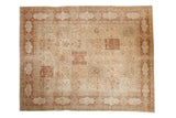 Vintage Distressed Tabriz carpet, ivory and rust 'Gardens of Paradise' panels with deer.