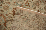 Hand-knotted foundation and restored side cord of a distressed vintage Persian Tabriz carpet.