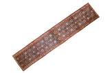 Vintage Malayer runner rug with an allover henna design in rich gem tones over a sapphire blue field.