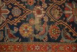 Storied wear on an antique Malayer rug revealing the foundation beside detailed Herati motifs.